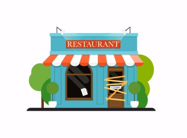 Restoran kapandı / iflas etti. Düz tasarım modern vektör iş konsepti.