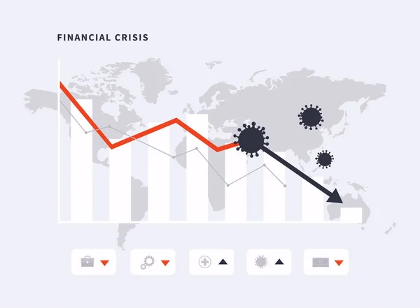 Covid Coronavirus爆发金融危机 经济与疾病作为一种经济 金融危机概念 免版税图库插图