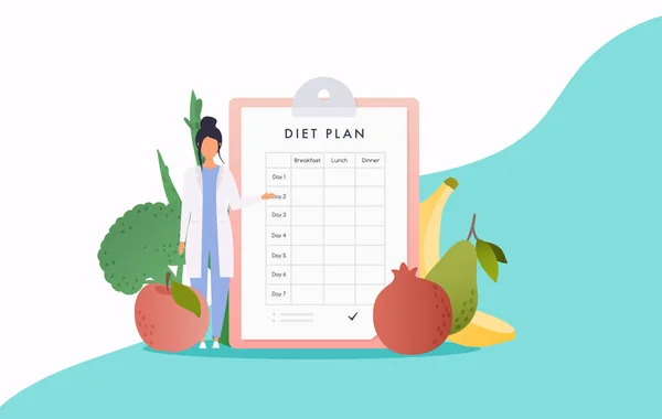 Gezond Eten Dieet Planning Plan Maaltijd Infographic Met Schotel Bestek — Stockvector
