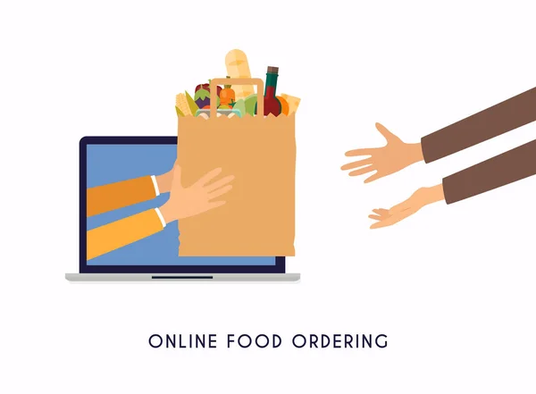 Barevný Vektorový Ilustrační Koncept Pro Dodávky Potravin Online Objednání Jídla — Stockový vektor