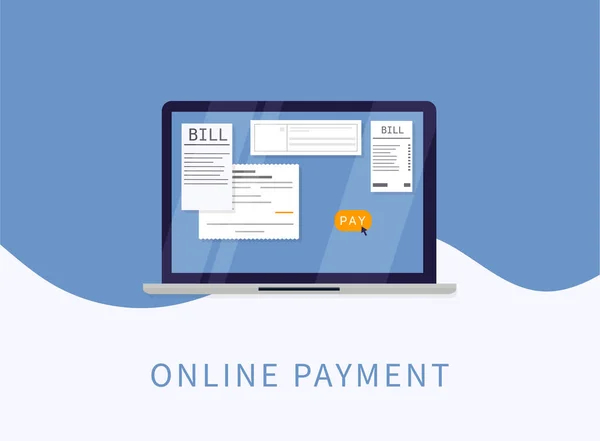 請求書の税金をオンラインで支払う オンラインデジタル請求書 平面ベクトル図 — ストックベクタ