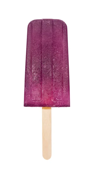 Purple Grape Juice Popsicle on Wooden Stick on White Background — Stock Photo, Image