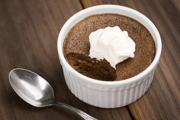 Chocolate Pot de Creme with Whipped Cream — Stock Photo, Image