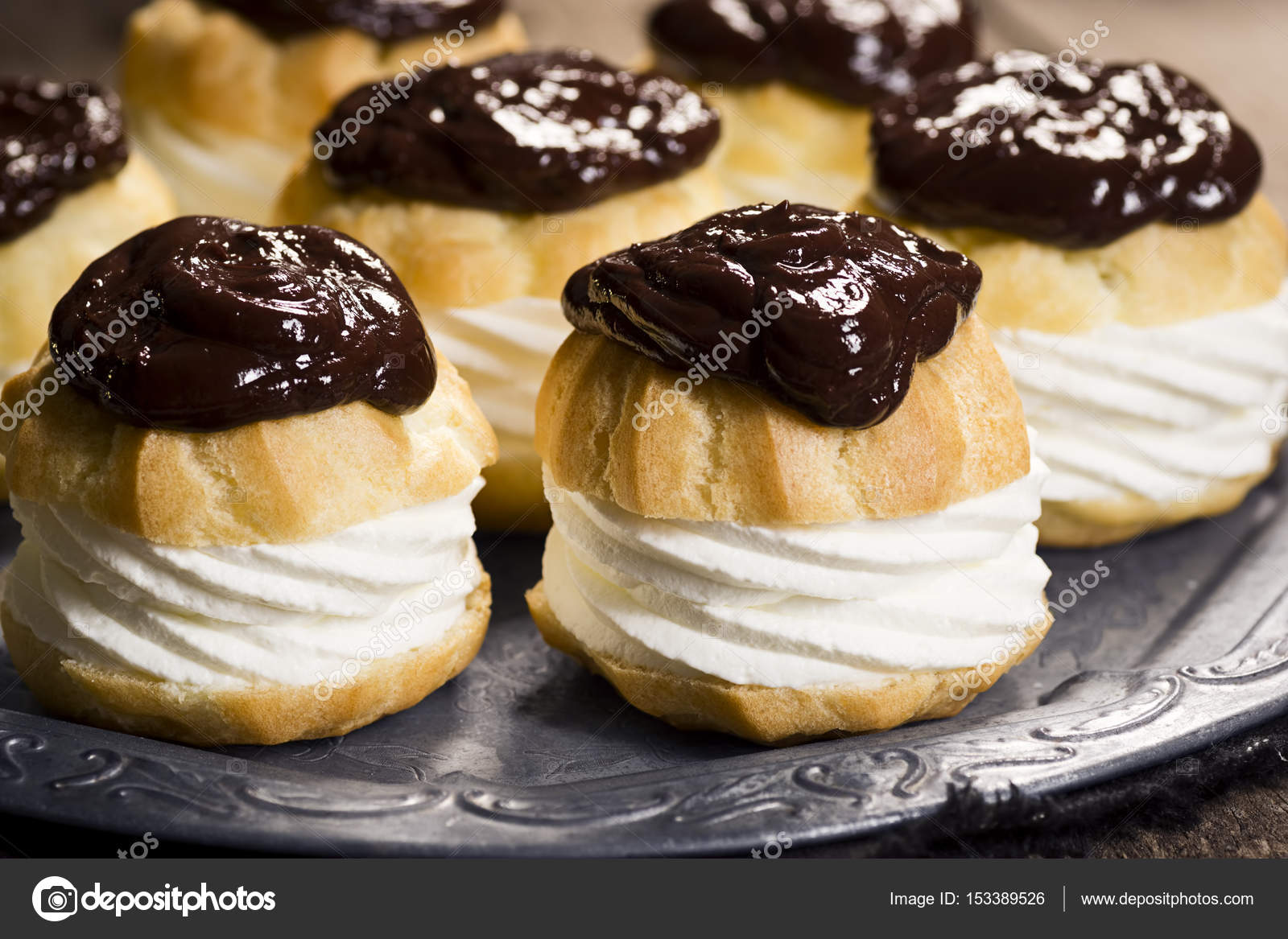 Chocolate Covered Cream Puffs or Profiteroles Stock Photo by ©Viennetta ...