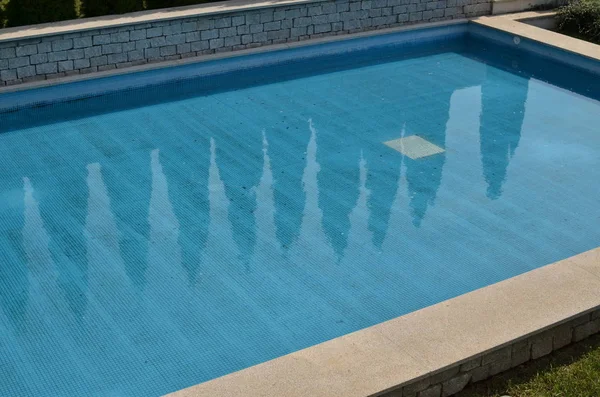 Zwembad met weerspiegeling van bomen — Stockfoto