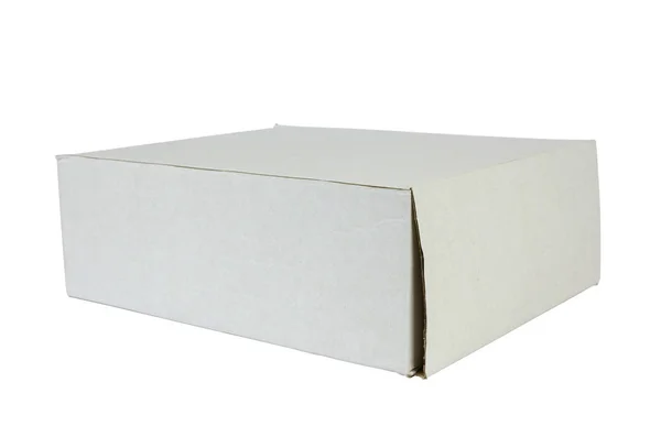 Caixa de papelão branco isolado — Fotografia de Stock