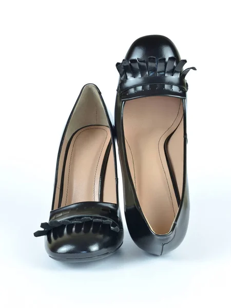 Μαύρα δερμάτινα παπούτσια ακαμάτης — Φωτογραφία Αρχείου