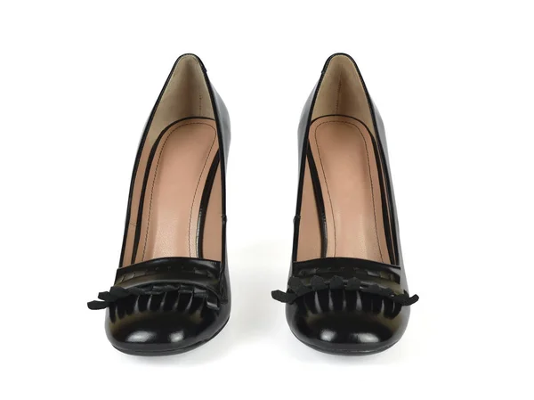 Černý vysoký podpatek povaleč boty — Stock fotografie