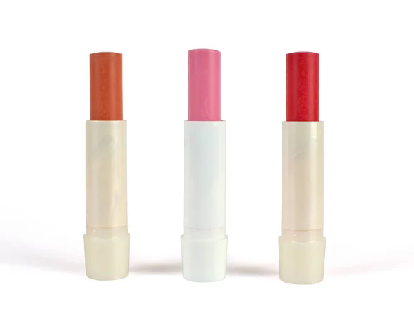 Lip Balm στο γυμνός, ροζ και κόκκινο χρώμα — Φωτογραφία Αρχείου