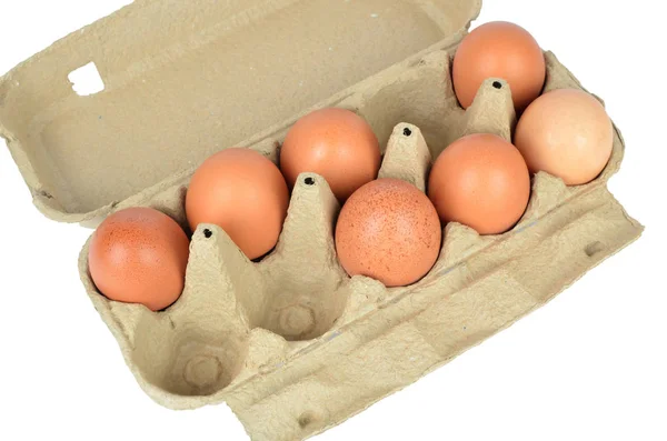 Scatola aperta di uova — Foto Stock