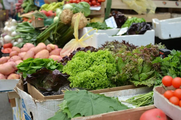 Салат на зеленом рынке — стоковое фото