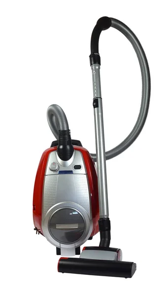 Red vacuum cleaner on white — Stock Photo, Image