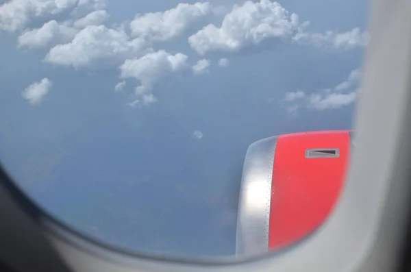 View through airplane window — Stock Photo, Image