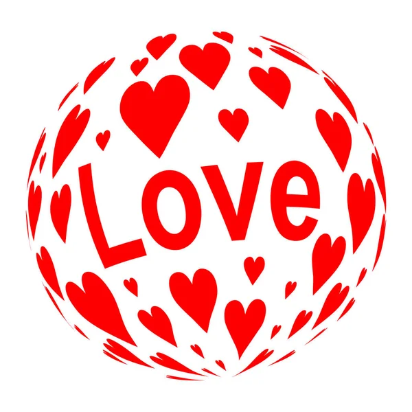 Sphere formed of red hearts — Stock Vector