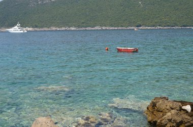 Mavi deniz teknede kırmızı balık