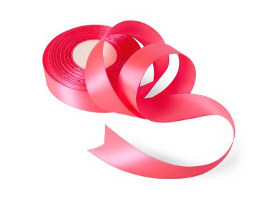 Beyaz arkaplanda pembe kurdele