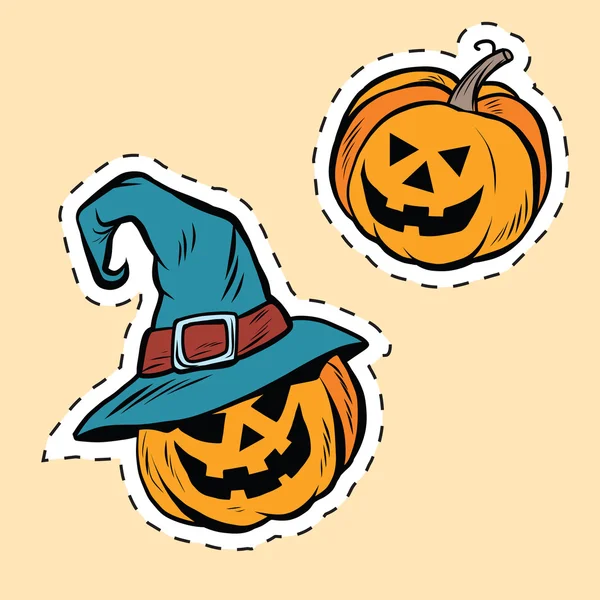 Set di adesivi Halloween zucca malvagia — Vettoriale Stock