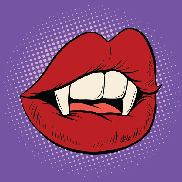 Sexy Halloween vampiro boca femenina — Vector de stock