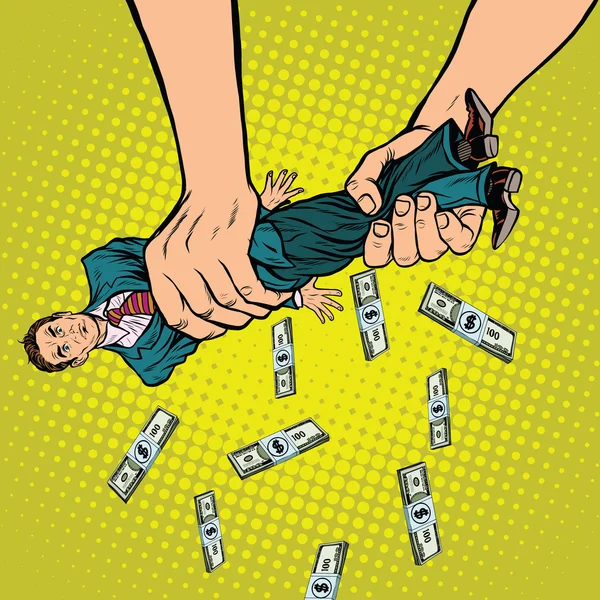 Female hands squeeze men money — Stock Vector