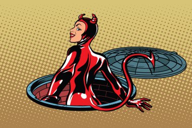 Kırmızı şeytan kız succubus cehennemden ortaya çıkıyor.