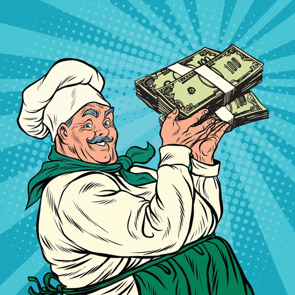 复古厨师一大笔的金钱 — 图库矢量图片