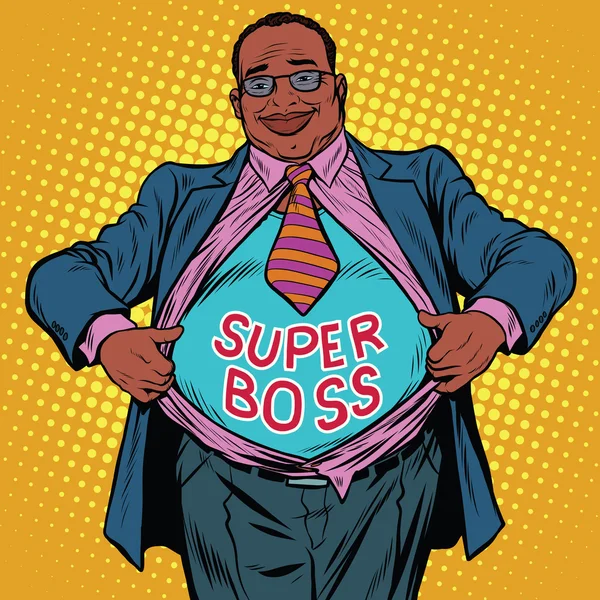 Афро-американский бизнесмен супер босс — стоковый вектор