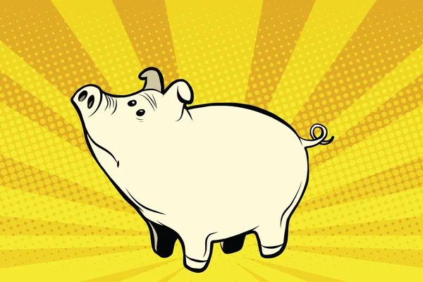 Funny cute pig pop art illustration — ストックベクタ