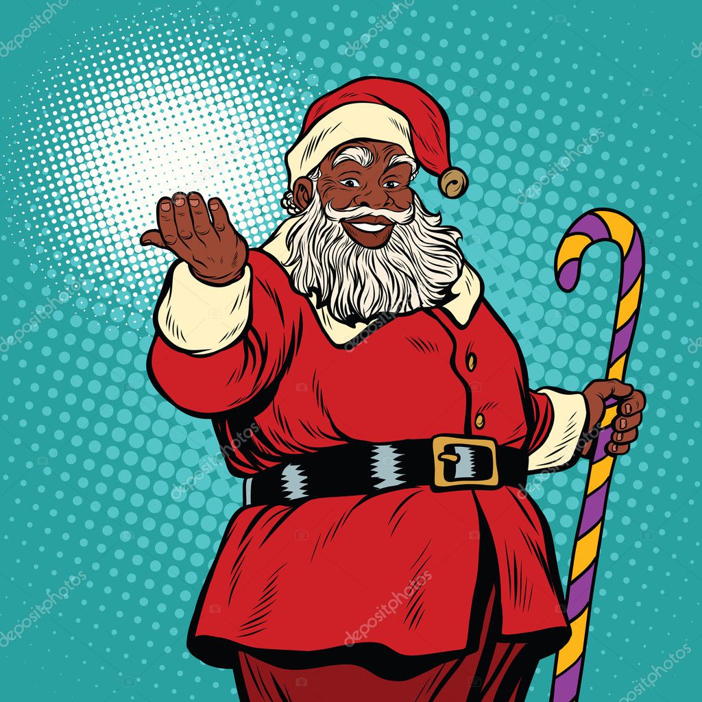 Afroaméricain noir Père Noël image vectorielle par studiostoks