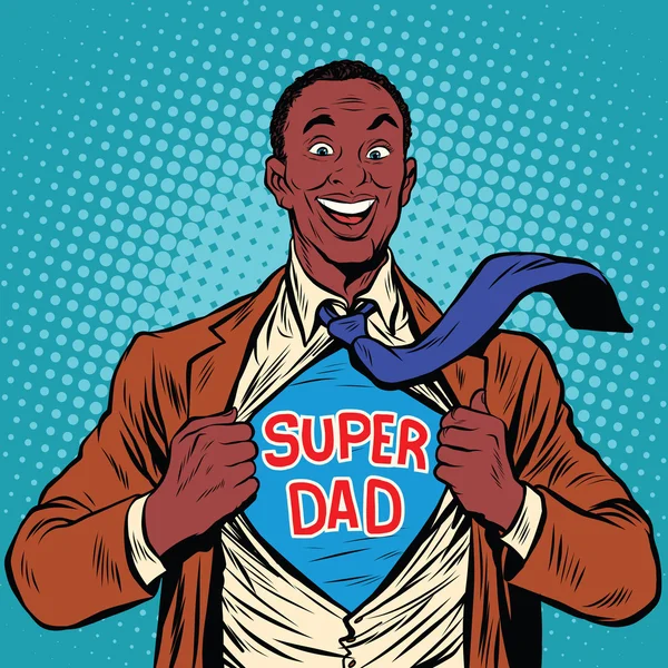 African American joyful super dad — Stock vektor