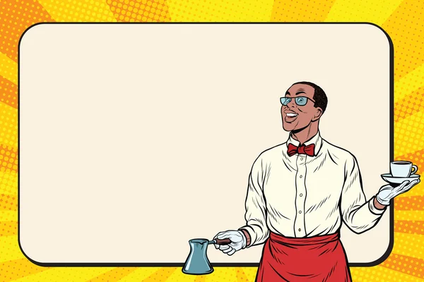 African American Barista fait du café fraîchement moulu — Image vectorielle