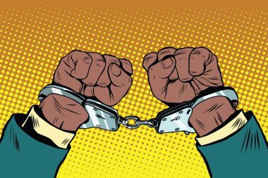 Afrikalı-Amerikalı Kaldır ellerini kelepçeli