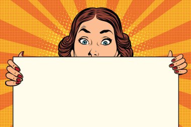 Güzel bir retro kadın, uzun Billboard şaşırttı