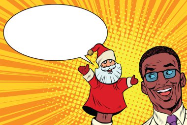 El kukla Noel Baba ile Afrika iş adamı