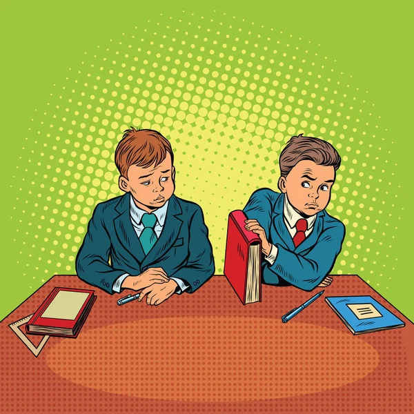 Two boys in school, bulling, discrimination Stock Vector