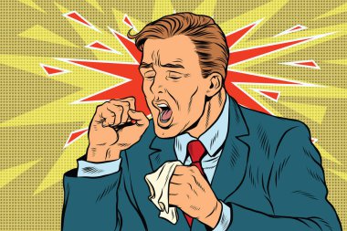 Sick man coughing clipart