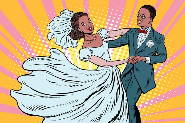 Dans bruid en bruidegom bruiloft — Stockvector
