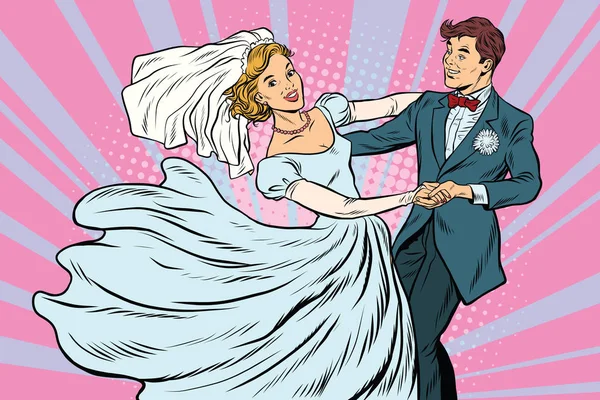 Wedding dance bride and groom — Stock Vector