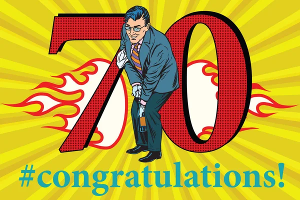 Felicitaciones 70 aniversario evento celebración — Vector de stock