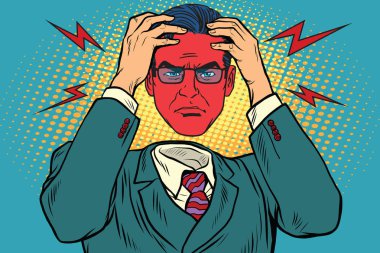 Anger or headache in men clipart