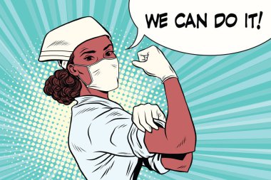Black woman doctor we can do it clipart
