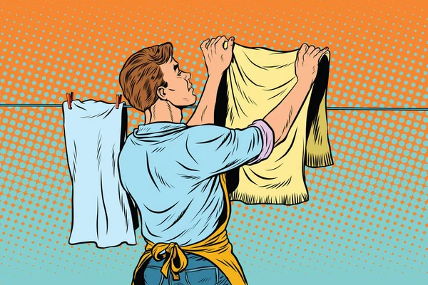 Vintage pracownika rozłacza się suche ubrania — Wektor stockowy