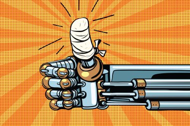 Gibi bir jest, robot el başparmak sargılı