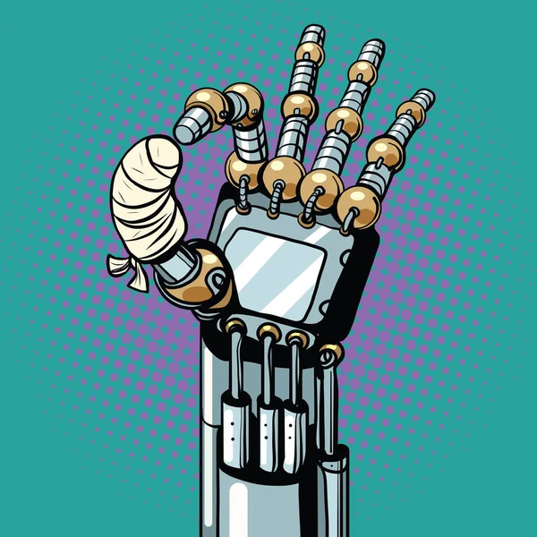 Ρομπότ εντάξει εντάξει χειρονομία χέρι έδεσε σπασμένο δάχτυλο — Διανυσματικό Αρχείο