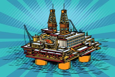 Oil and gas producing offshore platform clipart