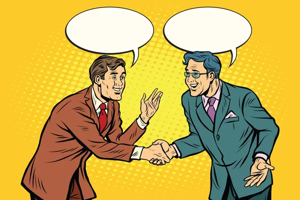 Деловые переговоры бизнесмены пожимают друг другу руки — стоковый вектор