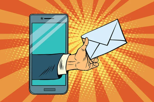 E-Mail oder eine Nachricht im Smartphone — Stockvektor