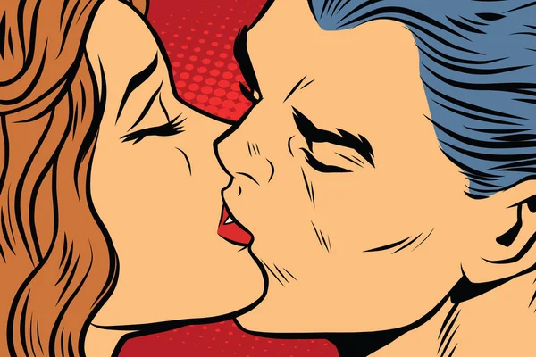 Красивий чоловік і жінка цілуються, пара кохання — стоковий вектор