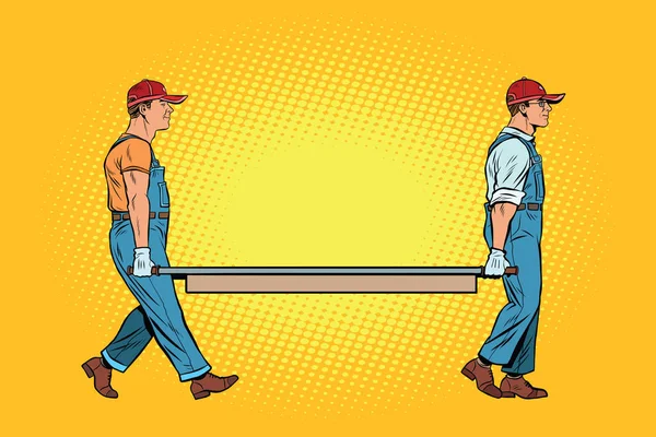 Workers with a stretcher — Stock Vector