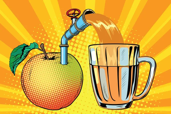 Apple juice is poured into a mug — Stock Vector