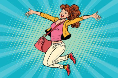 Zıplama, yaşam tarzı genç kadın